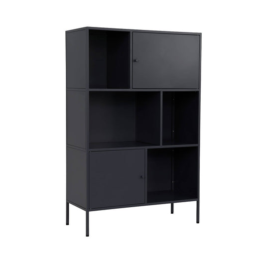 Credenza industriale in metallo con 6 scomparti, nero