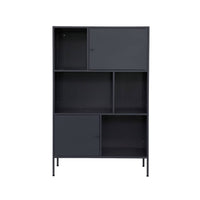 Credenza industriale in metallo con 6 scomparti, nero
