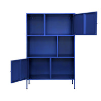 Credenza industriale in metallo con 6 scomparti, blu