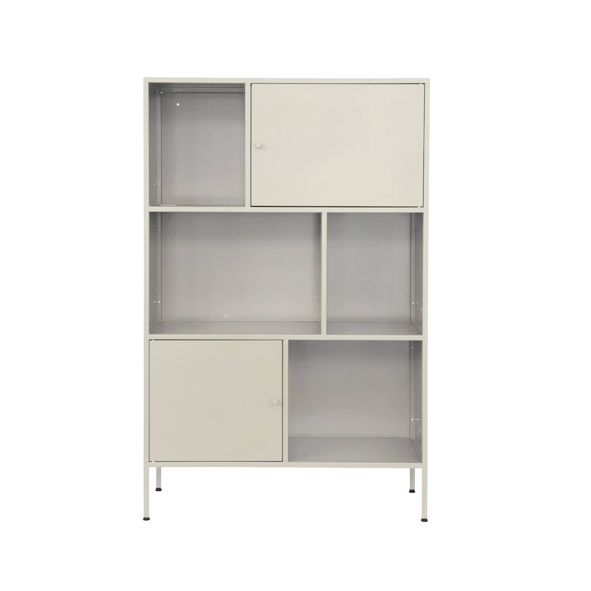 Credenza industriale in metallo con 6 scomparti, crema