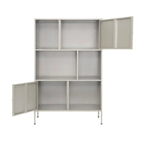 Credenza industriale in metallo con 6 scomparti, crema