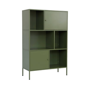 Credenza industriale in metallo con 6 scomparti, verde