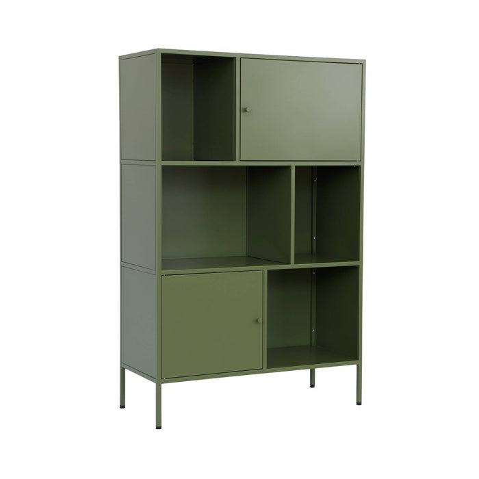Credenza industriale in metallo con 6 scomparti, verde