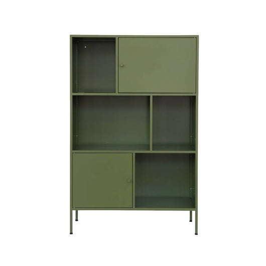 Credenza industriale in metallo con 6 scomparti, verde