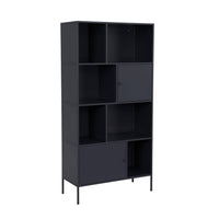 Credenza industriale in metallo con 8 scomparti, nero