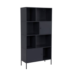 Credenza industriale in metallo con 8 scomparti, nero