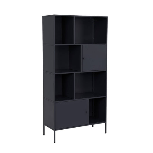 Credenza industriale in metallo con 8 scomparti, nero