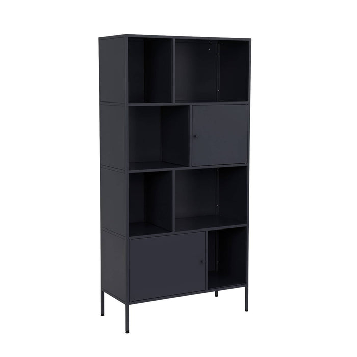 Credenza industriale in metallo con 8 scomparti, nero