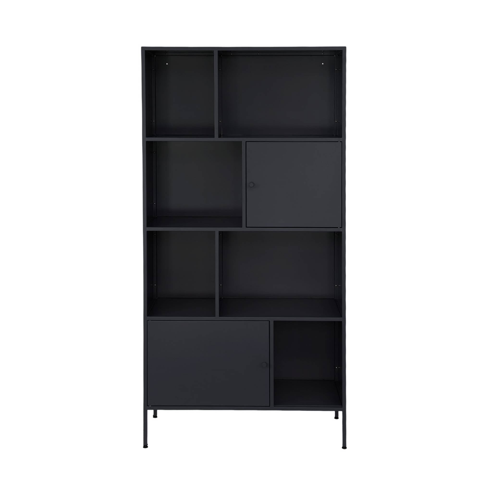 Credenza industriale in metallo con 8 scomparti, nero