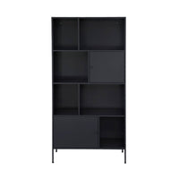 Credenza industriale in metallo con 8 scomparti, nero