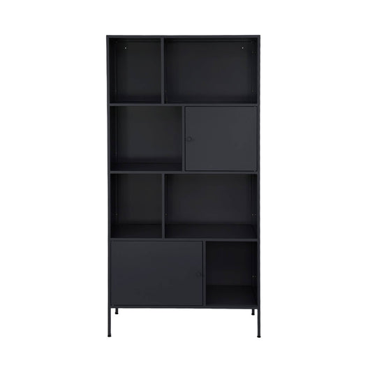 Credenza industriale in metallo con 8 scomparti, nero