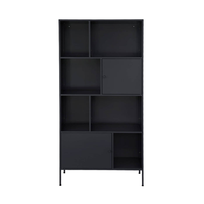 Credenza industriale in metallo con 8 scomparti, nero