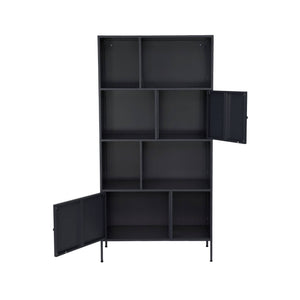 Credenza industriale in metallo con 8 scomparti, nero