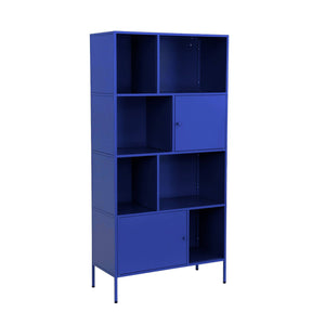 Credenza industriale in metallo con 8 scomparti, blu