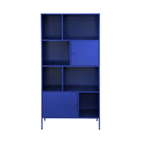 Credenza industriale in metallo con 8 scomparti, blu