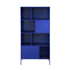 Credenza industriale in metallo con 8 scomparti, blu