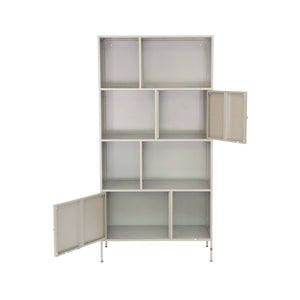 Credenza industriale in metallo con 8 scomparti, crema
