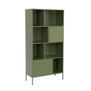 Credenza industriale in metallo con 8 scomparti, verde