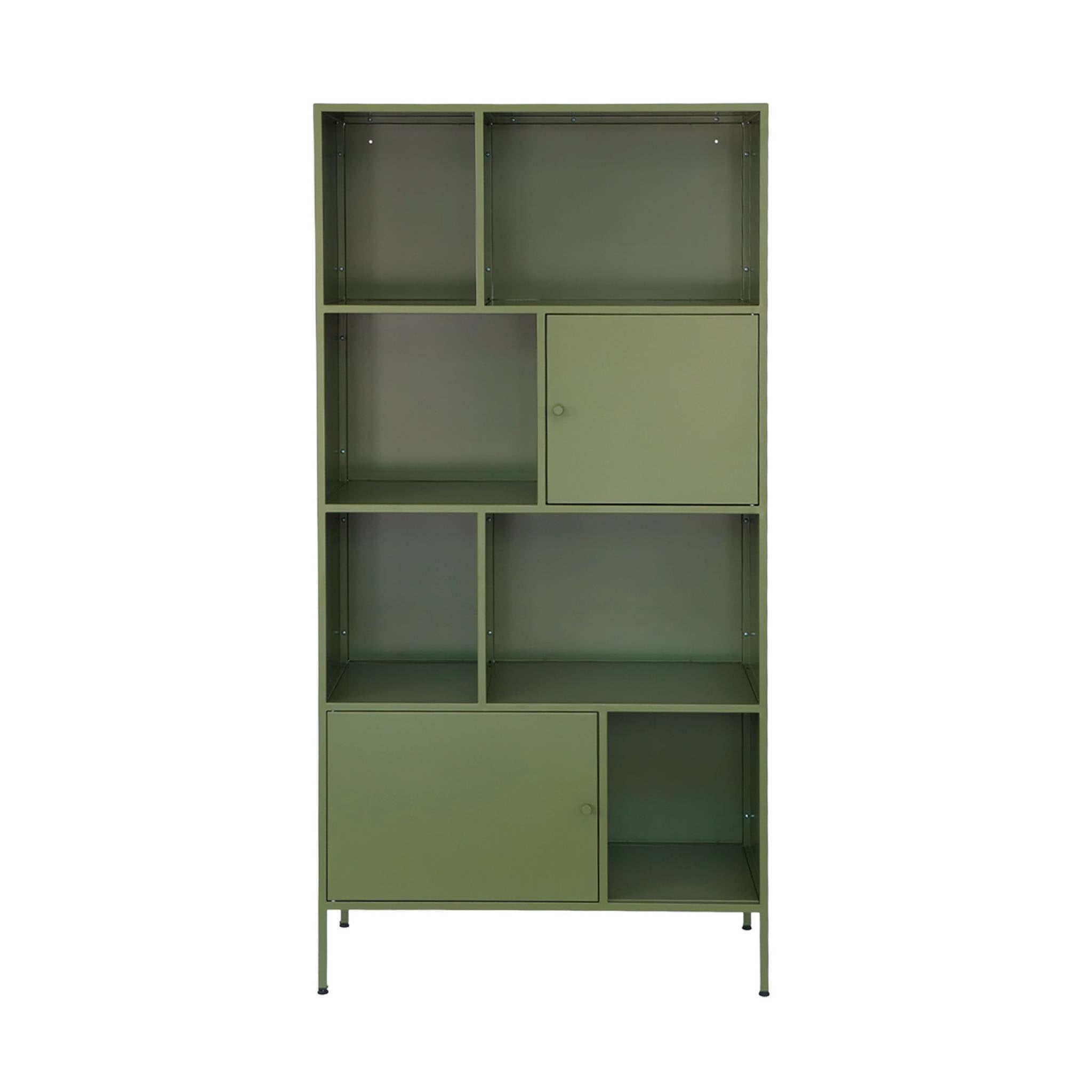 Credenza industriale in metallo con 8 scomparti, verde