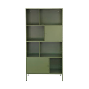 Credenza industriale in metallo con 8 scomparti, verde