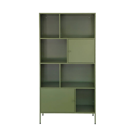 Credenza industriale in metallo con 8 scomparti, verde