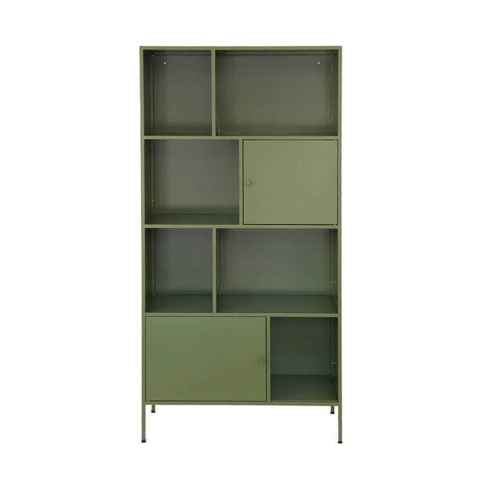Credenza industriale in metallo con 8 scomparti, verde
