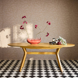 Tavolo da pranzo allungabile, 6-8 persone e impiallacciato in rovere,