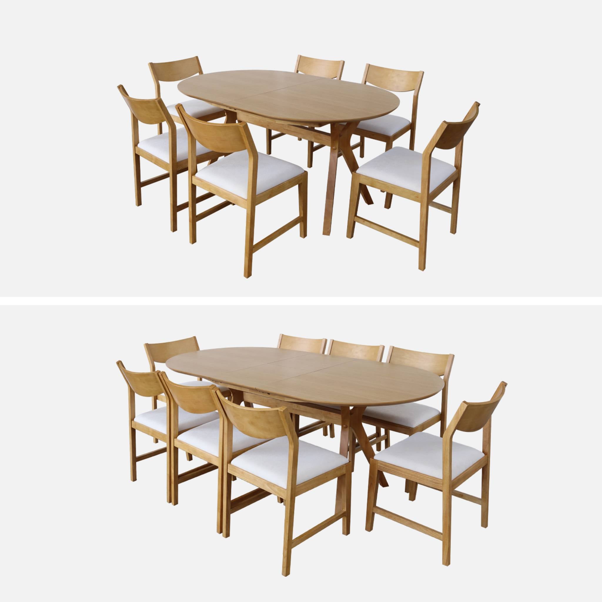 Tavolo da pranzo allungabile, 6-8 persone e impiallacciato in rovere,