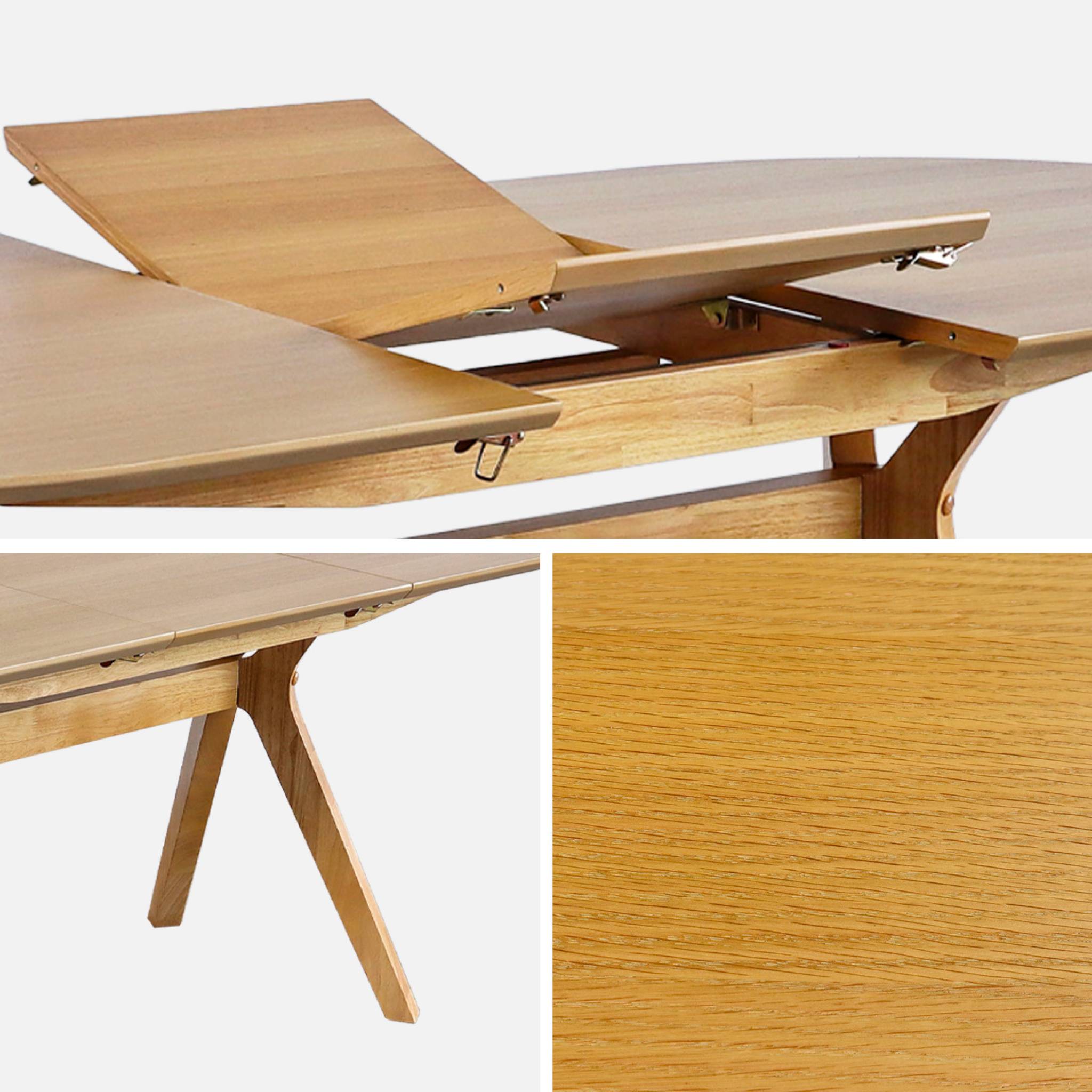 Tavolo da pranzo allungabile, 6-8 persone e impiallacciato in rovere,