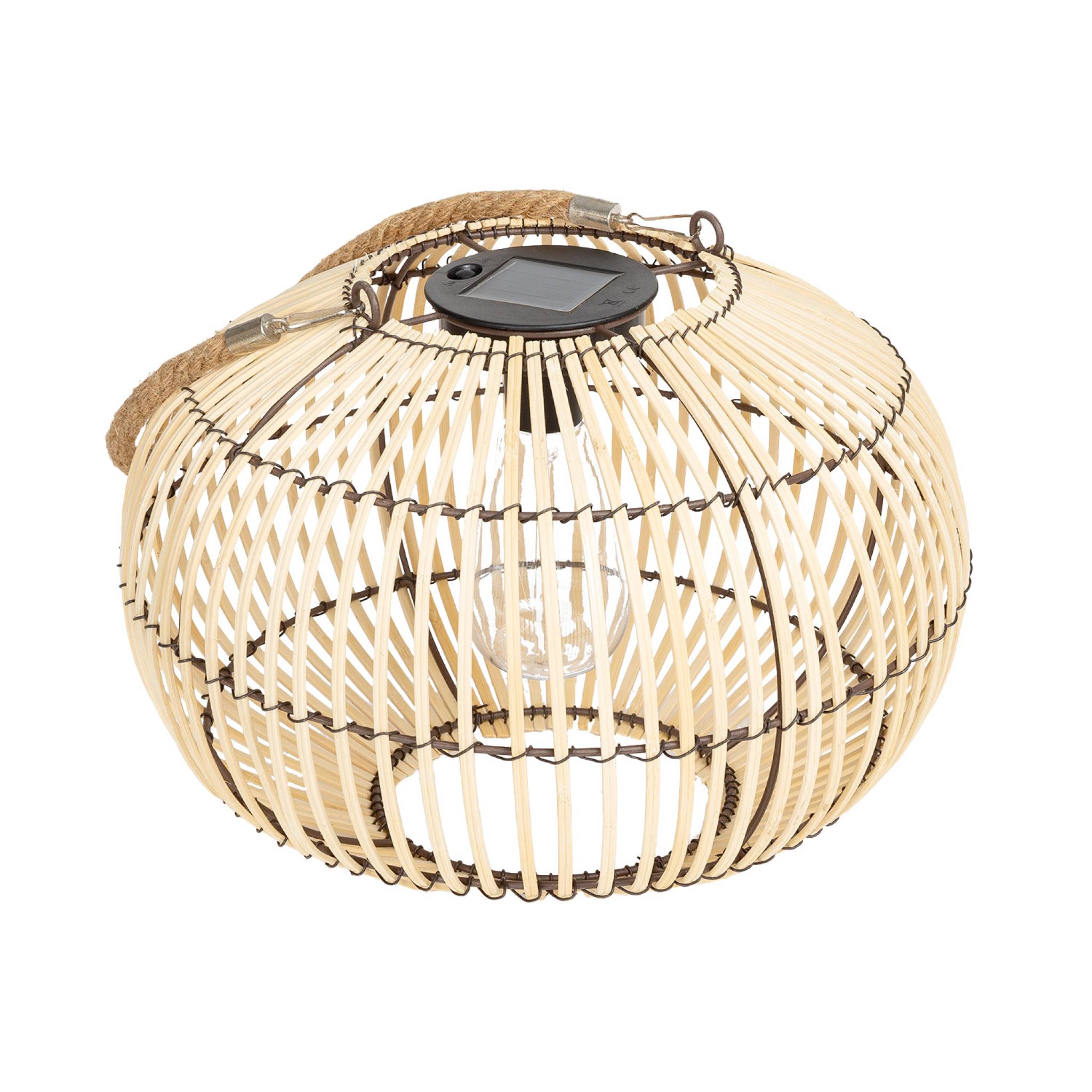 Lampada solare led in rattan, 31.5cm, marrone naturale