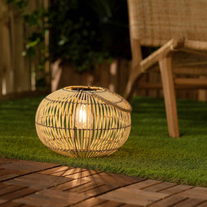 Lampada solare led in rattan, 31.5cm, marrone naturale