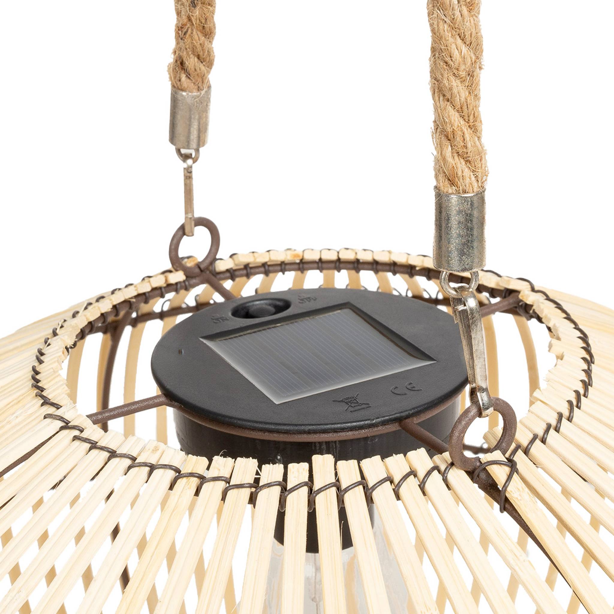 Lampada solare led in rattan, 31.5cm, marrone naturale