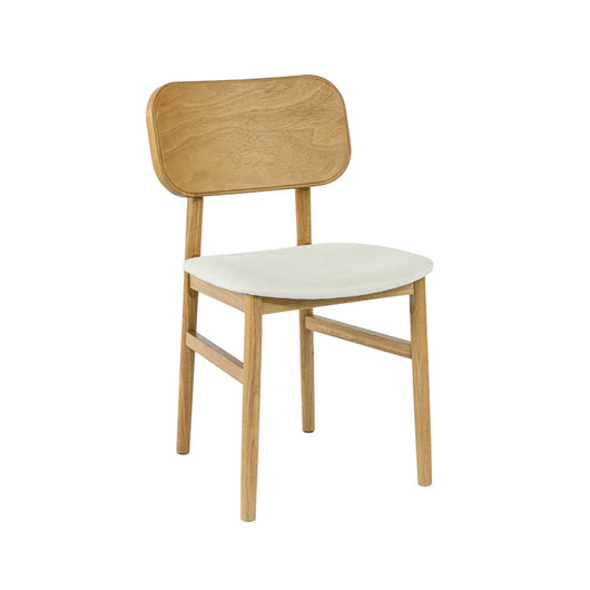 Set di 2 sedie vintage in legno di hevea e tessuto, marrone naturale