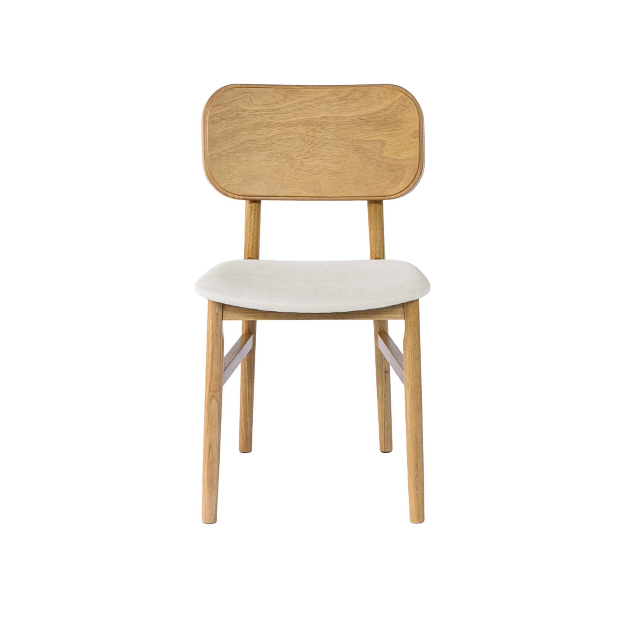 Set di 2 sedie vintage in legno di hevea e tessuto, marrone naturale