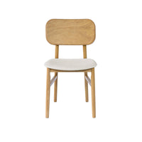 Set di 2 sedie vintage in legno di hevea e tessuto, marrone naturale