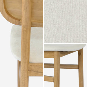 Set di 2 sedie vintage in legno di hevea e tessuto, marrone naturale