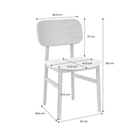 Set di 2 sedie vintage in legno di hevea e tessuto, marrone naturale