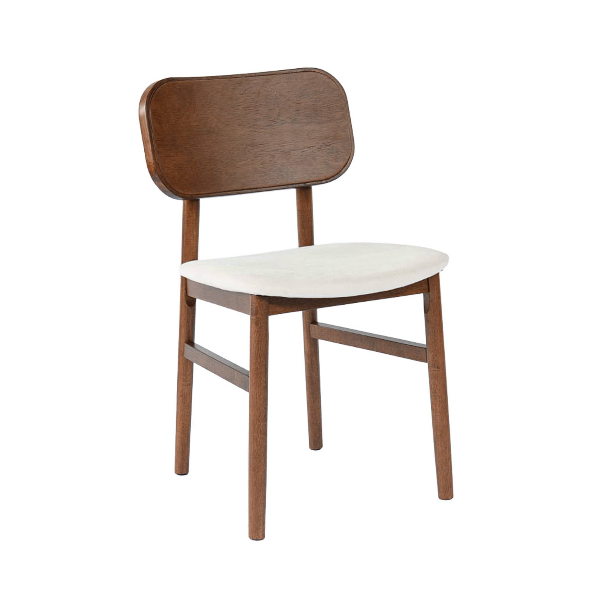 Set di 2 sedie vintage in legno di hevea e tessuto, marrone