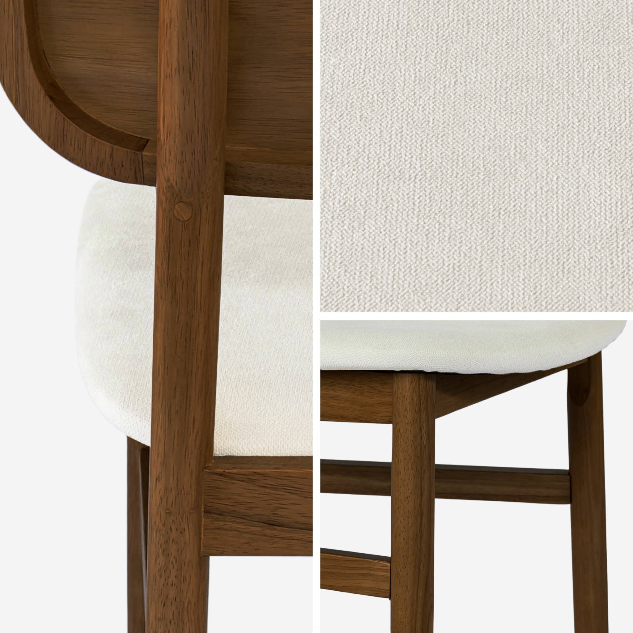 Set di 2 sedie vintage in legno di hevea e tessuto, marrone