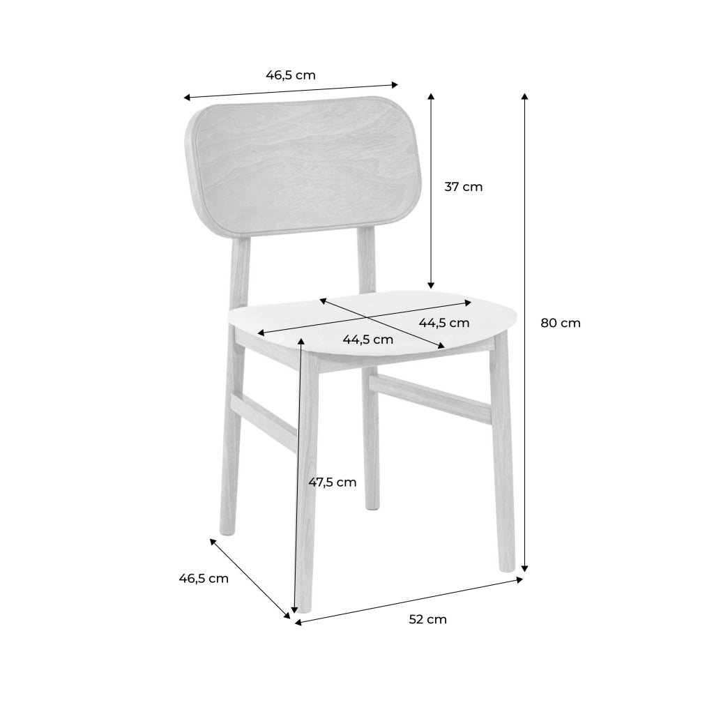 Set di 2 sedie vintage in legno di hevea e tessuto, marrone