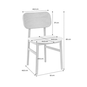 Set di 2 sedie vintage in legno di hevea e tessuto, marrone