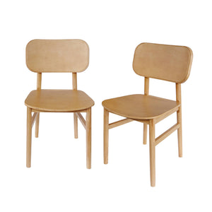 Set di 2 sedie in legno di hevea, marrone naturale