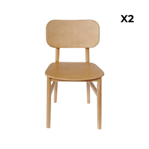Set di 2 sedie in legno di hevea, marrone naturale