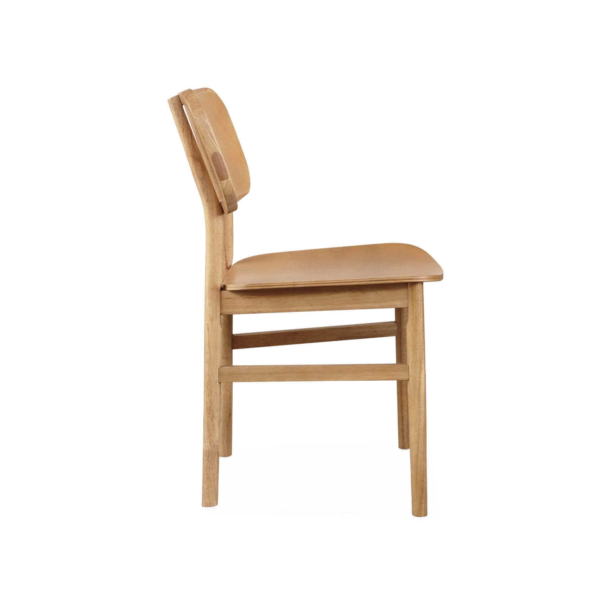 Set di 2 sedie in legno di hevea, marrone naturale