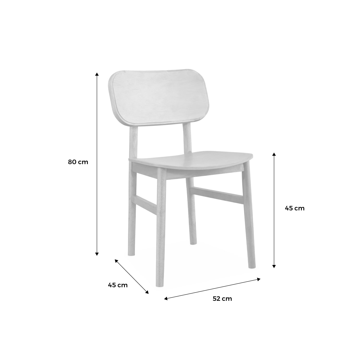 Set di 2 sedie in legno di hevea, marrone naturale