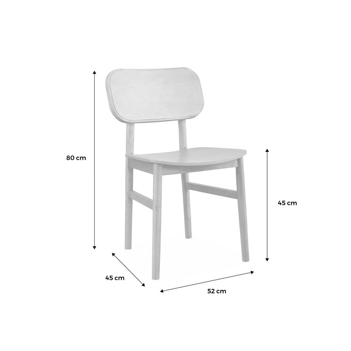 Set di 2 sedie in legno di hevea, marrone naturale