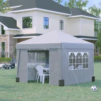 Gazebo 3x3 m Pieghevole ad Altezza Regolabile con Finestrelle, in Acciaio e Tessuto Oxford Grigio Chiaro