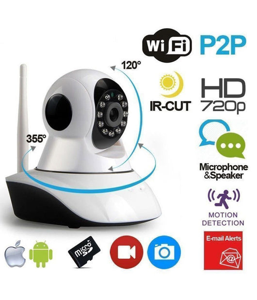 Ip Camera Telecamera 355° Hd Wireless Wifi No Dns Motion Sd Videosorveglianza         