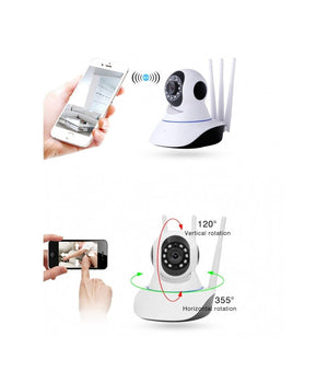 Ip Camera Telecamera Risoluzione 1080p Hd 3 Antenne P3p Rotazione Wifi Web Audio         