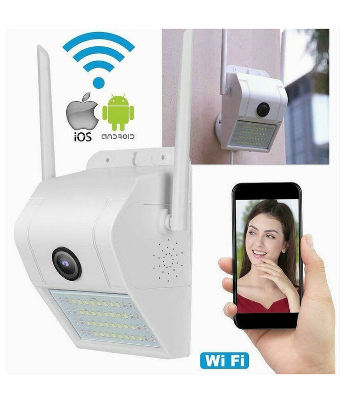 Ip Camera Wifi Esterno 2mp 1080p Led Lampada Solare Ip66 Telecamera Cam Sd Rec         